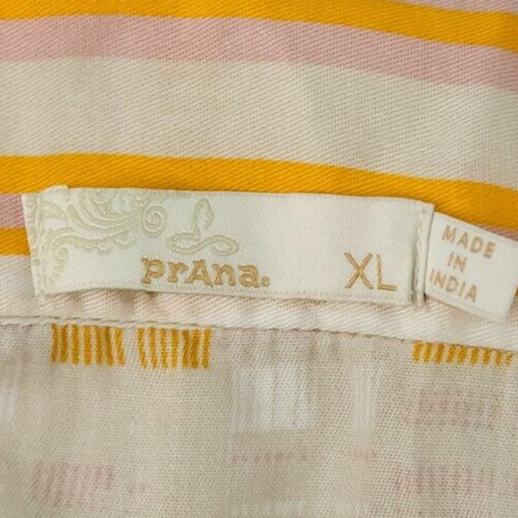 Prana Size XL Abstract Print V Neck Long Sleeve Tecel Lyocell Top Blouse Shirt - Picture 4 of 7